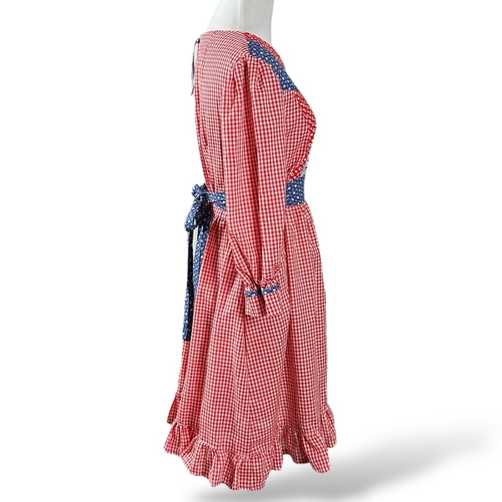 Vintage 70s Handmade Patchwork Picnic Prairie Dre… - image 3